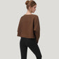 Cropped Long Sleeve Active Top with Relaxed Fit and Crew Neck