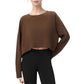 Cropped Long Sleeve Active Top with Relaxed Fit and Crew Neck