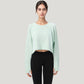 Cropped Long Sleeve Active Top with Relaxed Fit and Crew Neck