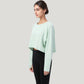 Cropped Long Sleeve Active Top with Relaxed Fit and Crew Neck
