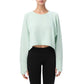Cropped Long Sleeve Active Top with Relaxed Fit and Crew Neck