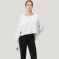 Cropped Long Sleeve Active Top with Relaxed Fit and Crew Neck