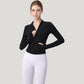 Long Sleeve Full Zip Athletic Jacket with Thumbholes and Fitted Silhouette