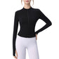 Long Sleeve Full Zip Athletic Jacket with Thumbholes and Fitted Silhouette
