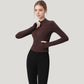 Long Sleeve Full Zip Athletic Jacket with Thumbholes and Fitted Silhouette