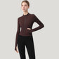 Long Sleeve Full Zip Athletic Jacket with Thumbholes and Fitted Silhouette