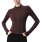 Long Sleeve Full Zip Athletic Jacket with Thumbholes and Fitted Silhouette