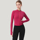 Long Sleeve Full Zip Athletic Jacket with Thumbholes and Fitted Silhouette