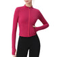 Long Sleeve Full Zip Athletic Jacket with Thumbholes and Fitted Silhouette