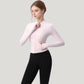 Long Sleeve Full Zip Athletic Jacket with Thumbholes and Fitted Silhouette