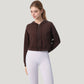 Zip Front Cropped Hoodie with Long Sleeves and Drawstring Hood