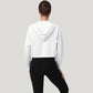 Zip Front Cropped Hoodie with Long Sleeves and Drawstring Hood