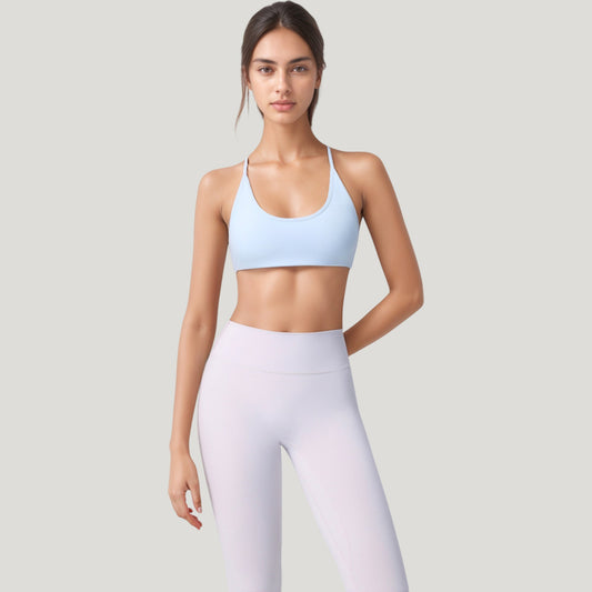 Scoop Neck Sports Bra with Thin Adjustable Straps and Smooth Seamless Design