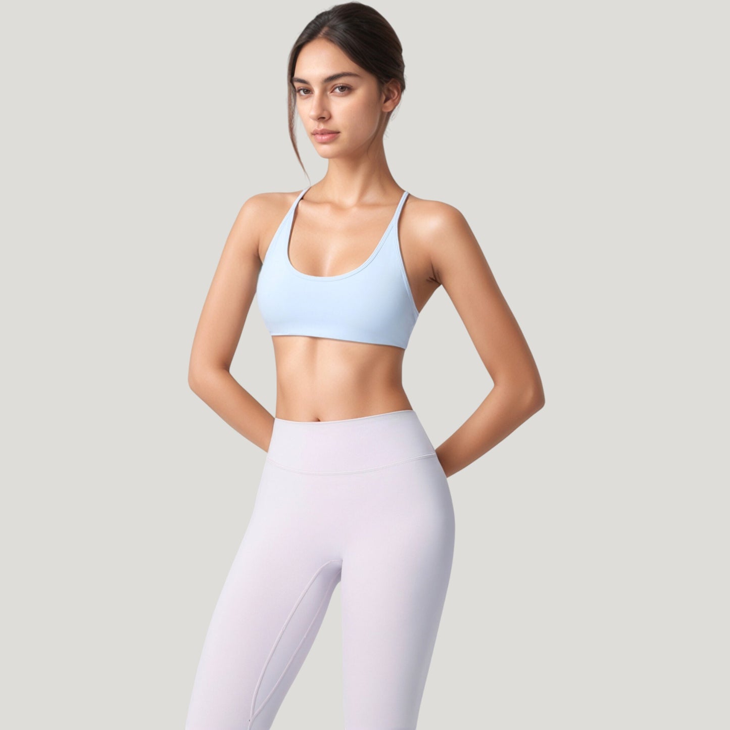 Scoop Neck Sports Bra with Thin Adjustable Straps and Smooth Seamless Design