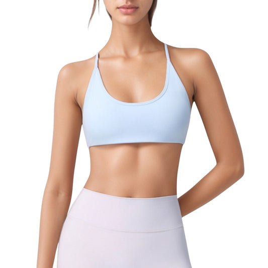 Scoop Neck Sports Bra with Thin Adjustable Straps and Smooth Seamless Design