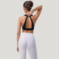 Low Scoop Neck Sports Bra with Open Back Strap Design and Supportive Elastic Band