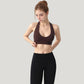 Low Scoop Neck Sports Bra with Open Back Strap Design and Supportive Elastic Band