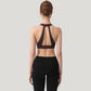 Low Scoop Neck Sports Bra with Open Back Strap Design and Supportive Elastic Band
