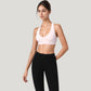 Low Scoop Neck Sports Bra with Open Back Strap Design and Supportive Elastic Band