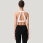 Low Scoop Neck Sports Bra with Open Back Strap Design and Supportive Elastic Band