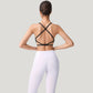 Strappy Back Sports Bra with Scoop Neck and Crisscross Detailing