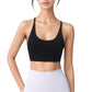 Strappy Back Sports Bra with Scoop Neck and Crisscross Detailing