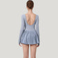 Long Sleeve Pleated Skirt Active Dress with Scoop Neckline