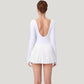 Long Sleeve Pleated Skirt Active Dress with Scoop Neckline