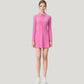 Long Sleeve Active Dress with Zip Front Closure and Pointed Collar