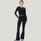 Long Sleeve Cropped Sports Top with Open Back and Crisscross Strap Detail