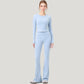 Long Sleeve Cropped Sports Top with Open Back and Crisscross Strap Detail