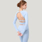 Long Sleeve Cropped Sports Top with Open Back and Crisscross Strap Detail
