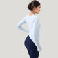 Long Sleeve Fitted Activewear Top with Crew Neck and Thumbhole Cuffs