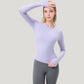 Long Sleeve Fitted Activewear Top with Crew Neck and Thumbhole Cuffs