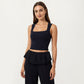Square Neck Cropped Active Tank Top with Wide Straps and Fitted Stretch Design