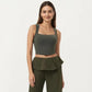 Square Neck Cropped Active Tank Top with Wide Straps and Fitted Stretch Design
