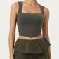 Square Neck Cropped Active Tank Top with Wide Straps and Fitted Stretch Design