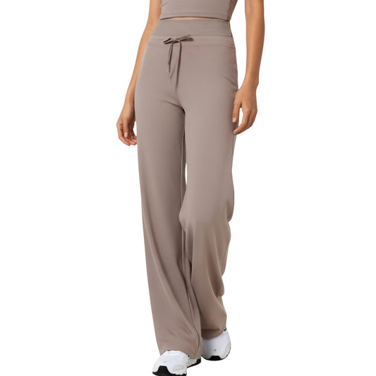 High Waist Flare Leg Pants with Foldover Waistband and Stretch Performance Fabric