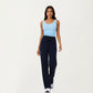 High Waist Flare Leg Pants with Foldover Waistband and Stretch Performance Fabric