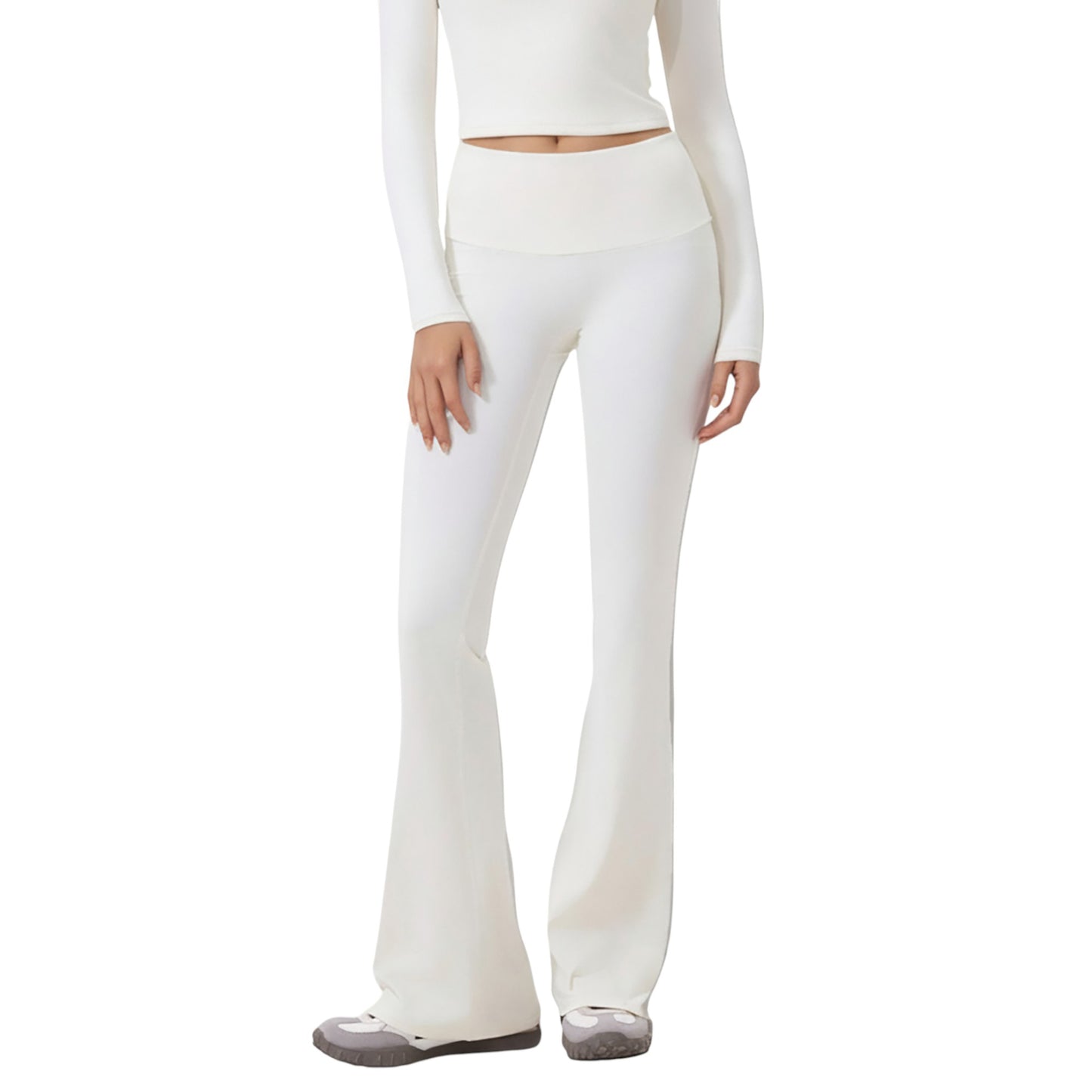 High Waist Wide Leg Pants with Drawstring Tie and Soft Stretch Fabric