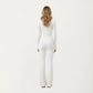 High Waist Wide Leg Pants with Drawstring Tie and Soft Stretch Fabric