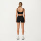 Square Neck Sports Bra with Contour Seam Design and Wide Supportive Straps