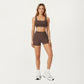 Square Neck Sports Bra with Contour Seam Design and Wide Supportive Straps