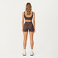 Square Neck Sports Bra with Contour Seam Design and Wide Supportive Straps