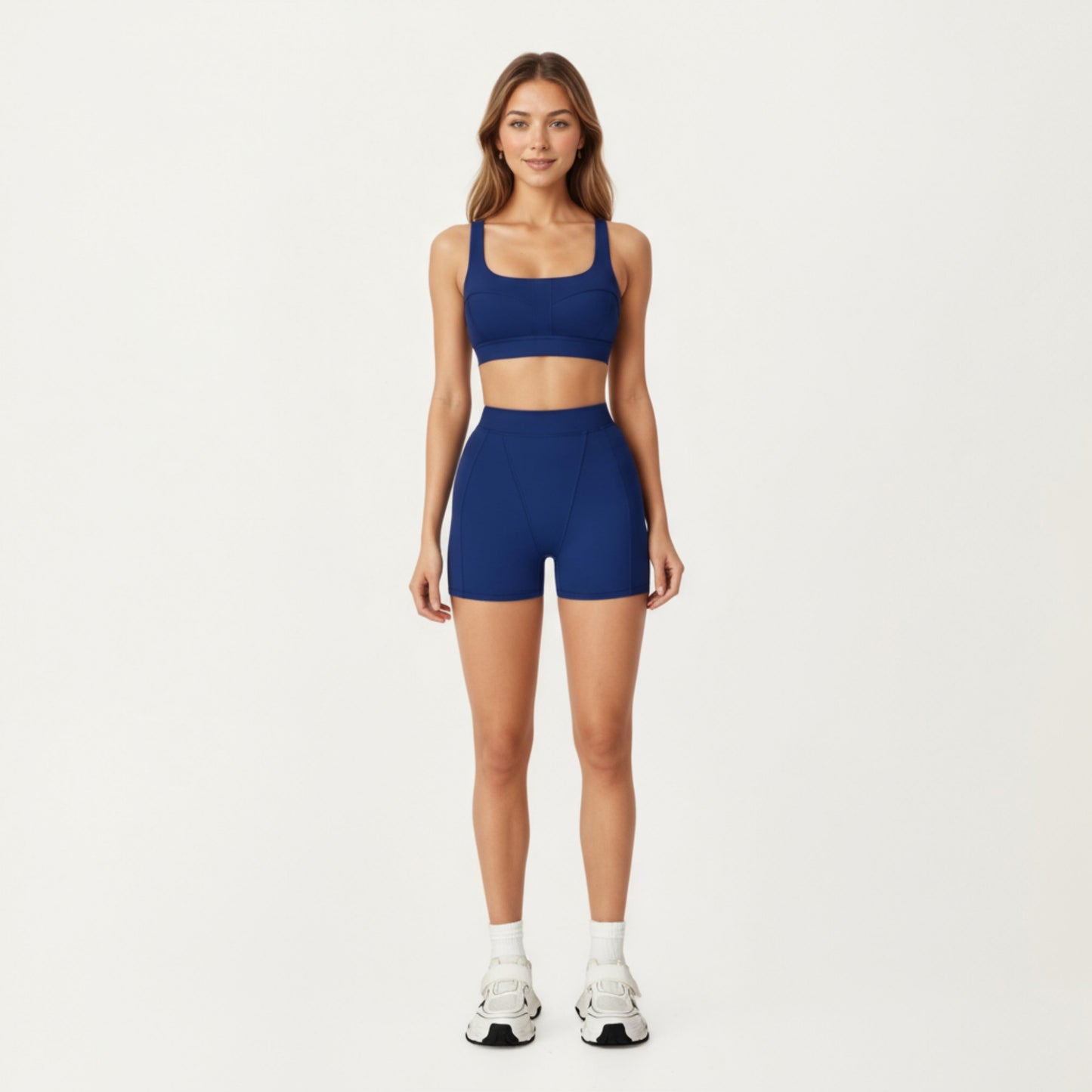 Square Neck Sports Bra with Contour Seam Design and Wide Supportive Straps