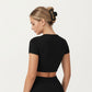 Ribbed Cropped Short-Sleeve Top with Contour Waist Detail