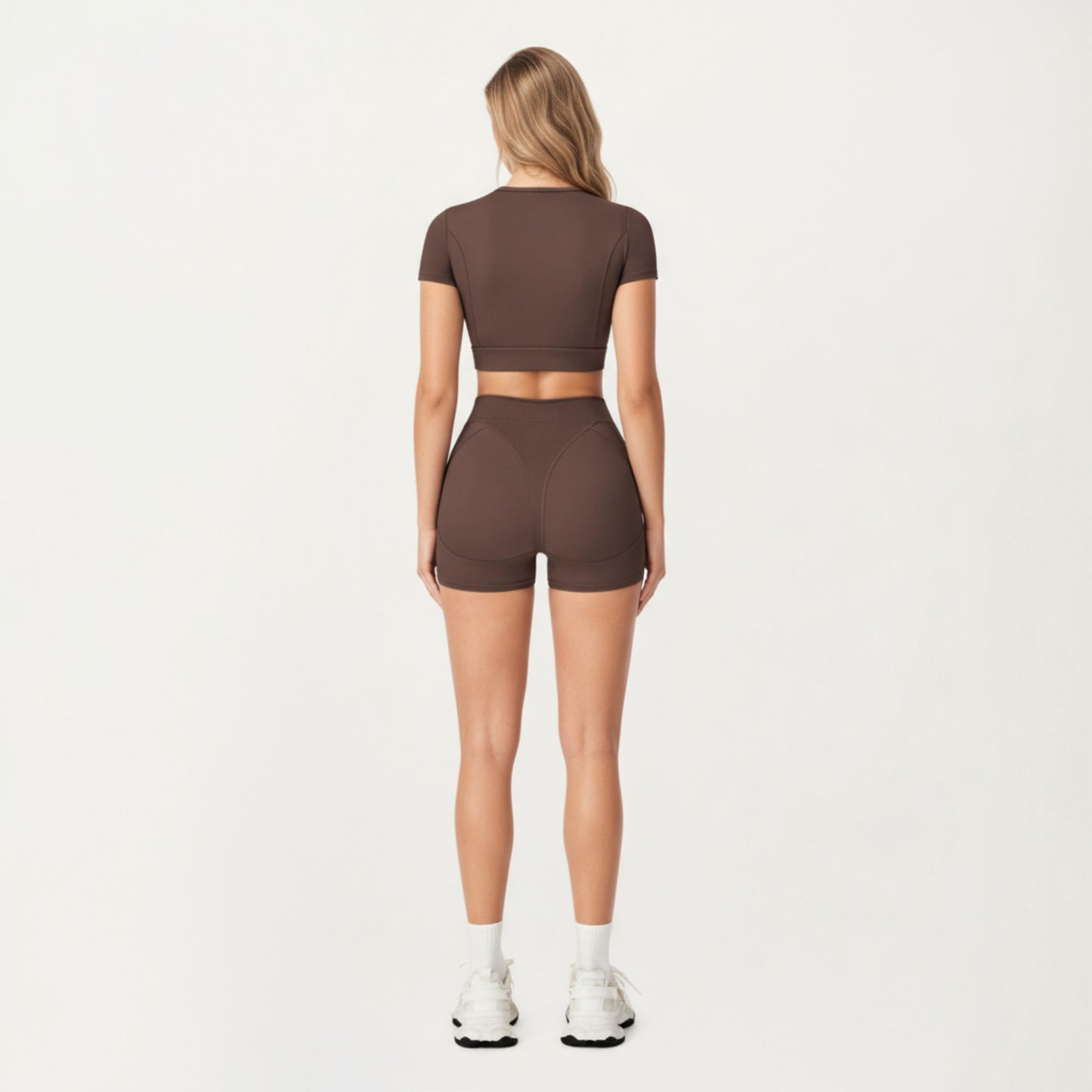 Ribbed Cropped Short-Sleeve Top with Contour Waist Detail