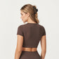 Ribbed Cropped Short-Sleeve Top with Contour Waist Detail