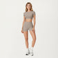 Ribbed Cropped Short-Sleeve Top with Contour Waist Detail