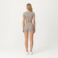 Ribbed Cropped Short-Sleeve Top with Contour Waist Detail